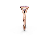 Rose gold Bezel Set Fancy Pink Radiant  Cut Solitaire Ring with Tapered Band 2