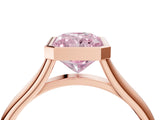 Rose gold Bezel Set Fancy Pink Radiant  Cut Solitaire Ring with Tapered Band 4