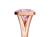 Rose gold Bezel Set Fancy Pink Radiant  Cut Solitaire Ring with Tapered Band 5