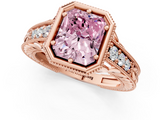 Rose gold Bezel Set Fancy Pink Radiant  Diamond Milgrain Pave Engagement Ring_34