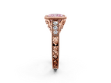 Rose gold Bezel Set Fancy Pink Radiant  Diamond Milgrain Pave Engagement Ring_35