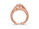 Rose gold Bezel Set Fancy Pink Radiant  Diamond Milgrain Pave Engagement Ring_36