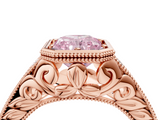 Rose gold Bezel Set Fancy Pink Radiant  Diamond Milgrain Pave Engagement Ring_37