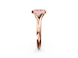 Rose gold Bezel Set Fancy Pink Radiant  Solitaire Diamond Ring with Smooth Band 2