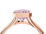 Rose gold Bezel Set Fancy Pink Radiant  Solitaire Diamond Ring with Smooth Band 4