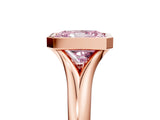Rose gold Bezel Set Fancy Pink Radiant  Solitaire Diamond Ring with Smooth Band 5