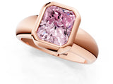 Rose gold Bezel Set Fancy Pink Radiant  Solitaire Ring with Wide Band 1
