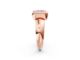 Rose gold Bezel Set Fancy Pink Radiant  Solitaire Ring with Wide Band 2