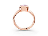 Rose gold Bezel Set Fancy Pink Radiant  Solitaire Ring with Wide Band 3