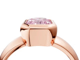 Rose gold Bezel Set Fancy Pink Radiant  Solitaire Ring with Wide Band 4
