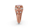 Rose gold Bezel Set Fancy Pink Round Cut Diamond Milgrain Band Ring_2