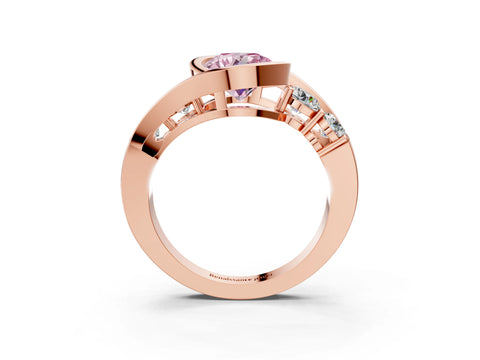 Rose gold Bezel Set Fancy Pink Round Cut Diamond Split Shank Ring_3