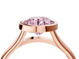 Rose gold Bezel Set Fancy Pink Round  Cut Solitaire Ring with Tapered Band 5