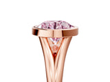 Rose gold Bezel Set Fancy Pink Round  Cut Solitaire Ring with Tapered Band