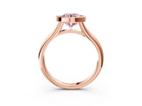 Rose gold Bezel Set Fancy Pink Round  Solitaire Diamond Ring with Smooth Band 4