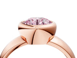 Rose gold Bezel Set Fancy Pink Round  Solitaire Ring with Wide Band 4