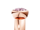 Rose gold Bezel Set Fancy Pink Round  Solitaire Ring with Wide Band 5