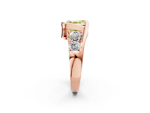 Rose gold Bezel Set Fancy Yellow Asscher Cut Diamond Split Shank Ring_2