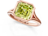 Rose gold Bezel Set Fancy Yellow Asscher  Cut Solitaire Ring with Tapered Band 2