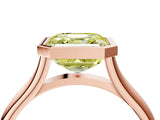 Rose gold Bezel Set Fancy Yellow Asscher  Cut Solitaire Ring with Tapered Band 5