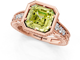 Rose gold Bezel Set Fancy Yellow Asscher  Diamond Milgrain Pave Engagement Ring_18