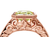 Rose gold Bezel Set Fancy Yellow Asscher  Diamond Milgrain Pave Engagement Ring_21