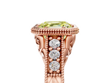 Rose gold Bezel Set Fancy Yellow Asscher  Diamond Milgrain Pave Engagement Ring_22