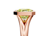 Rose gold Bezel Set Fancy Yellow Asscher  Solitaire Diamond Ring with Smooth Band 1