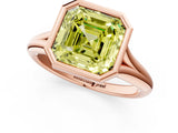 Rose gold Bezel Set Fancy Yellow Asscher  Solitaire Diamond Ring with Smooth Band 3