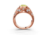 Rose gold Bezel Set Fancy Yellow Cushion Cut Diamond Milgrain Band Ring_3