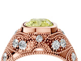 Rose gold Bezel Set Fancy Yellow Cushion Cut Diamond Milgrain Band Ring_4