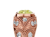 Rose gold Bezel Set Fancy Yellow Cushion Cut Diamond Milgrain Band Ring_5