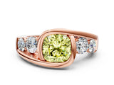 Rose gold Bezel Set Fancy Yellow Cushion Cut Diamond Split Shank Ring