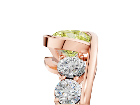 Rose gold Bezel Set Fancy Yellow Cushion Cut Diamond Split Shank Ring_5