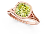 Rose gold Bezel Set Fancy Yellow Cushion  Cut Solitaire Ring with Tapered Band 2