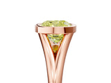 Rose gold Bezel Set Fancy Yellow Cushion  Cut Solitaire Ring with Tapered Band
