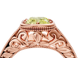 Rose gold Bezel Set Fancy Yellow Cushion  Diamond Milgrain Pave Engagement Ring_37