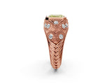 Rose gold Bezel Set Fancy Yellow Emerald Cut Diamond Milgrain Band Ring_2