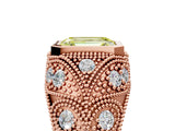 Rose gold Bezel Set Fancy Yellow Emerald Cut Diamond Milgrain Band Ring_5