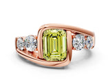 Rose gold Bezel Set Fancy Yellow Emerald Cut Diamond Split Shank Ring