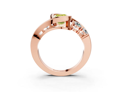 Rose gold Bezel Set Fancy Yellow Emerald Cut Diamond Split Shank Ring_3