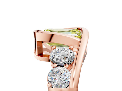 Rose gold Bezel Set Fancy Yellow Emerald Cut Diamond Split Shank Ring_5