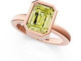 Rose gold Bezel Set Fancy Yellow Emerald Cut Solitaire Engagement Ring with Classic Band_1