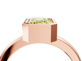 Rose gold Bezel Set Fancy Yellow Emerald Cut Solitaire Engagement Ring with Classic Band_4