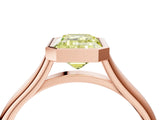 Rose gold Bezel Set Fancy Yellow Emerald  Cut Solitaire Ring with Tapered Band 4