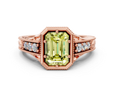 Rose gold Bezel Set Fancy Yellow Emerald  Diamond Milgrain Pave Engagement Ring_35