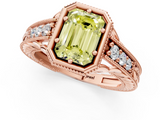 Rose gold Bezel Set Fancy Yellow Emerald  Diamond Milgrain Pave Engagement Ring_36