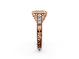 Rose gold Bezel Set Fancy Yellow Emerald  Diamond Milgrain Pave Engagement Ring_37