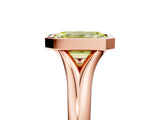 Rose gold Bezel Set Fancy Yellow Emerald  Solitaire Diamond Ring with Smooth Band 1