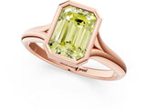 Rose gold Bezel Set Fancy Yellow Emerald  Solitaire Diamond Ring with Smooth Band 3